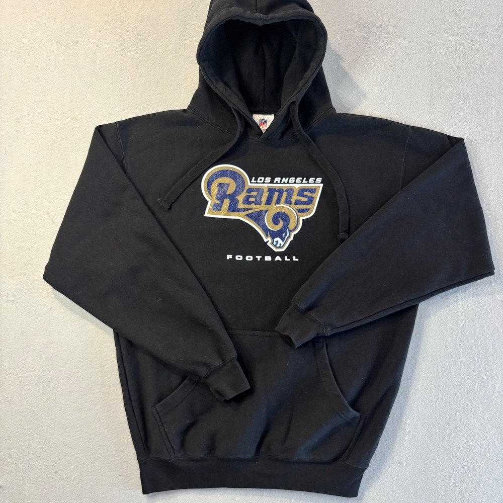 NFL Team Apparel Los Angeles Rams Football Hoodie Black Mens Large Sweatshirt